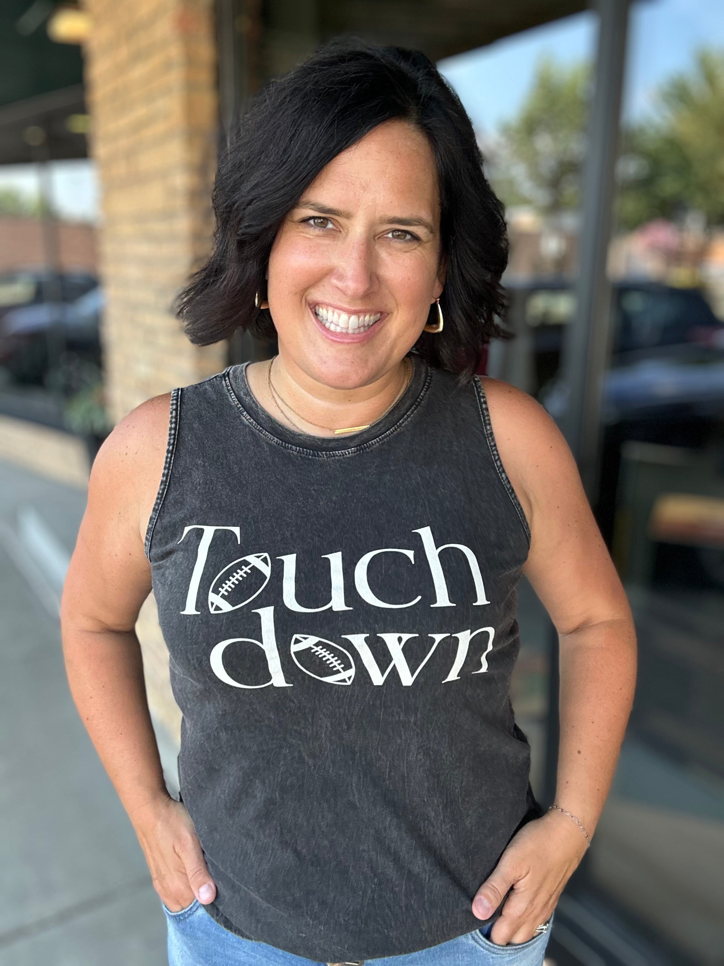 Mineral Black Touchdown Tank Top Tops- Tanks HRT and LUV