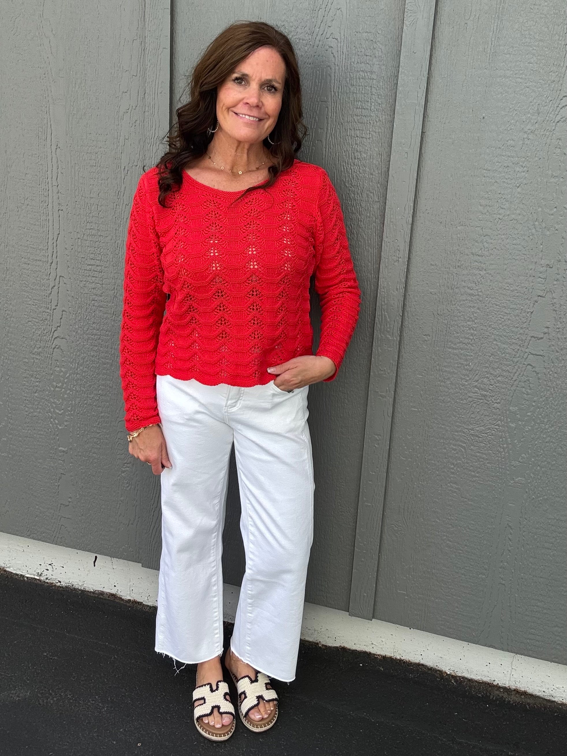 Boatneck Coral Knit Sweater Top - Sweater COZY CO.