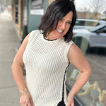 Ivory Scalloped Contrast Sweater Top - Sweater EE:SOME