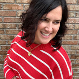 Chili/White Stripe Sweater