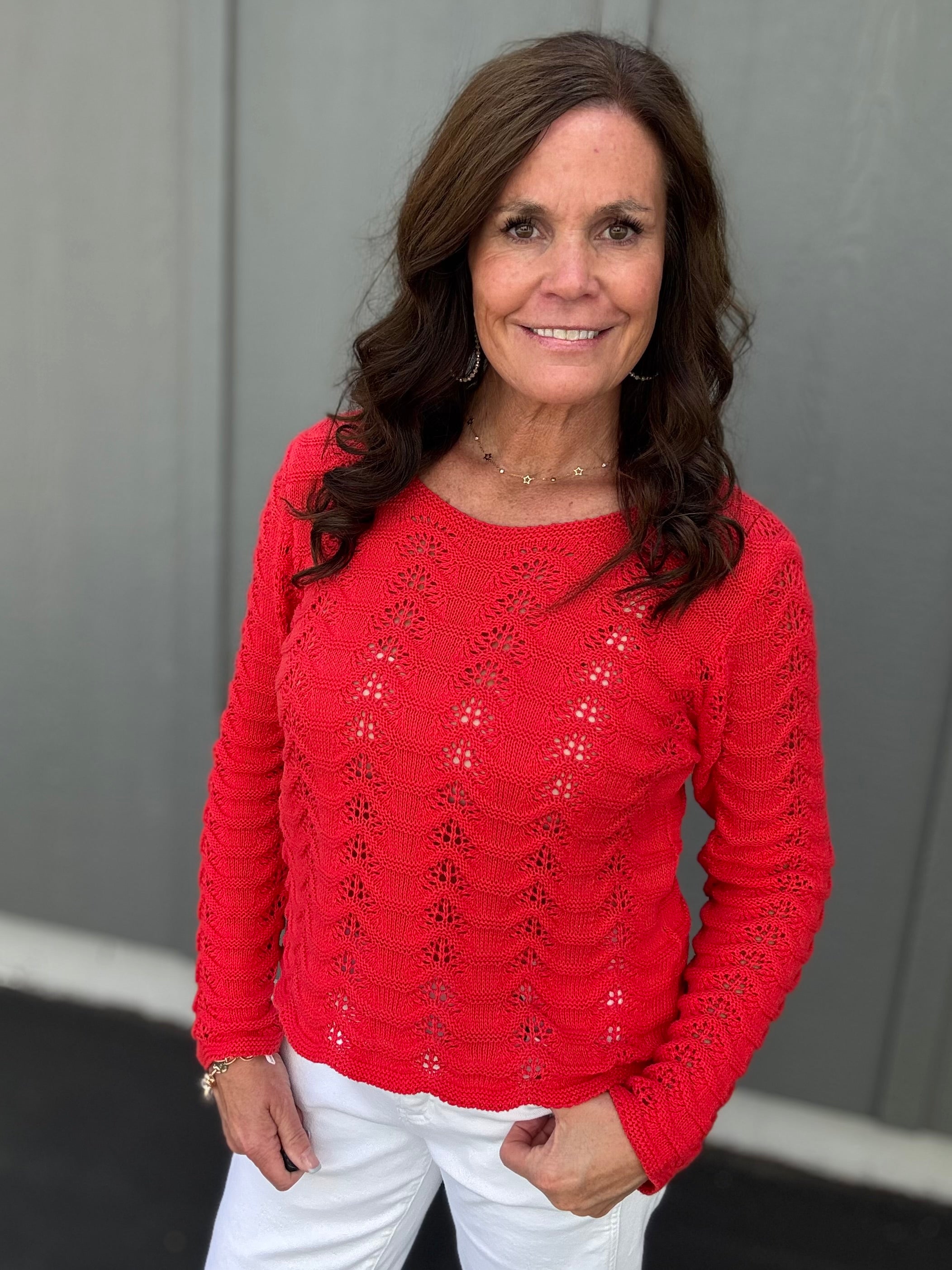Boatneck Coral Knit Sweater Top - Sweater COZY CO.