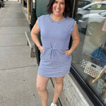 Royal & White Striped Round Neck Dress Dresses STACCATO