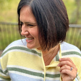 Butter Blue Sage Stripe Cardigan Tops- Cardigans Le Lis
