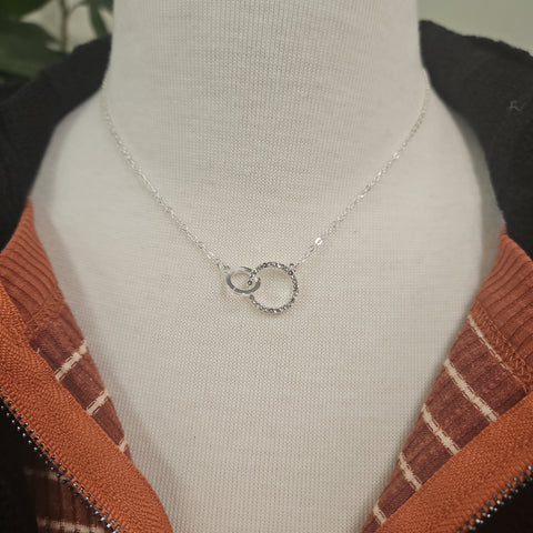 Silver Chain with Rhinestone Interlocking Circles