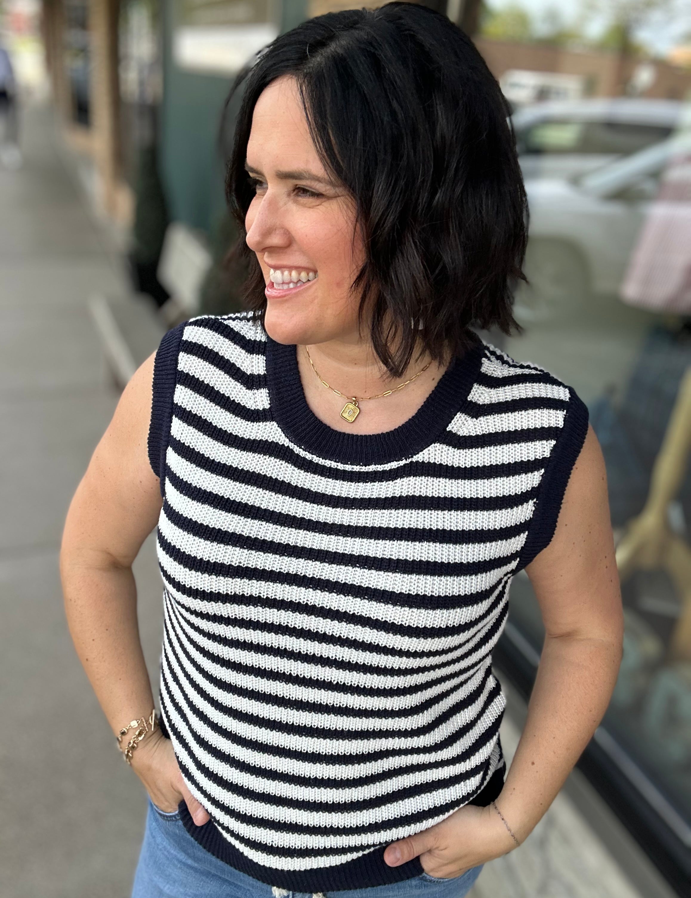 Ivory/Blue Orta Tank Tops- Tanks Thread & Supply