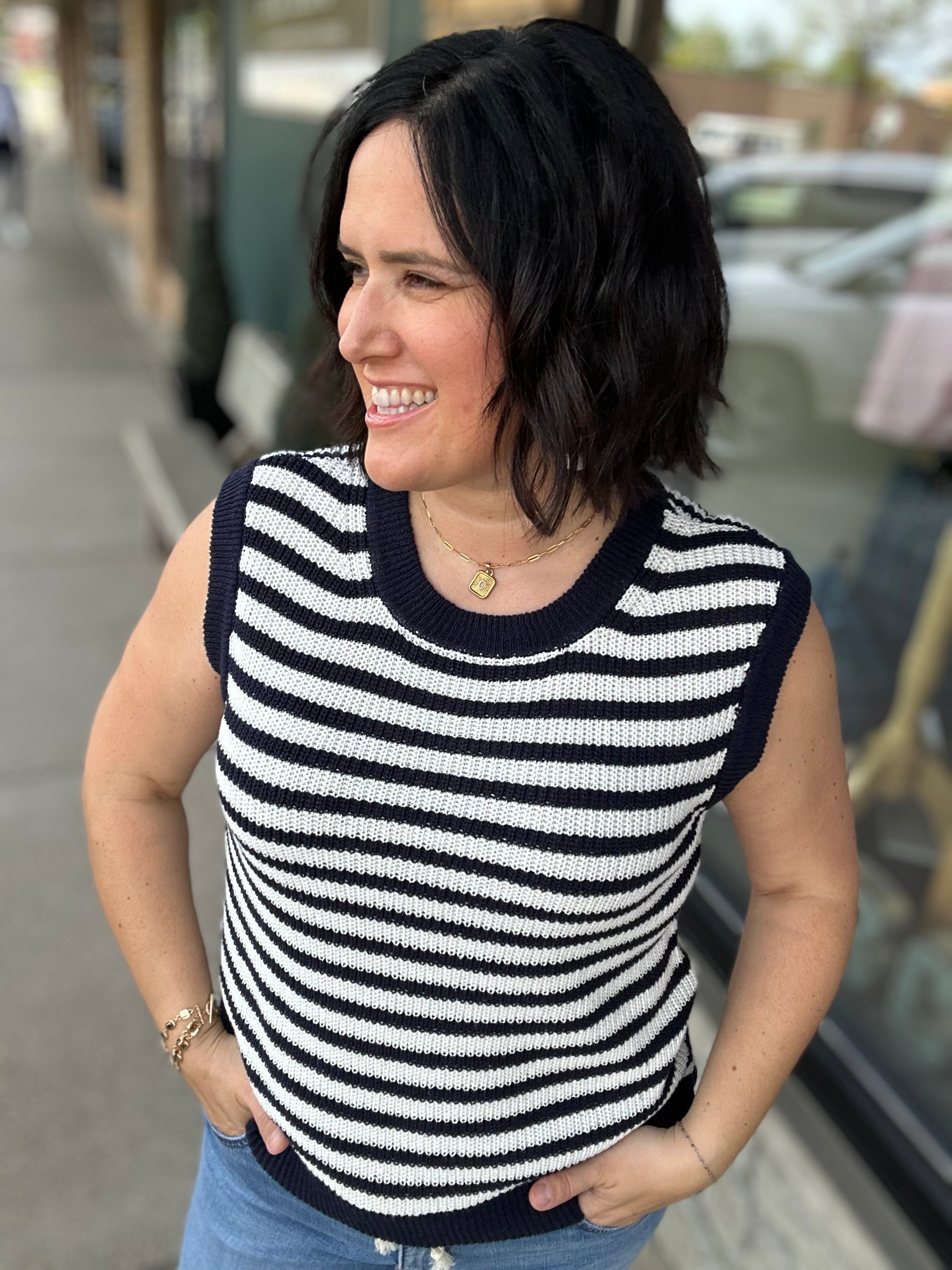 Ivory/Blue Orta Tank Tops- Tanks Thread & Supply