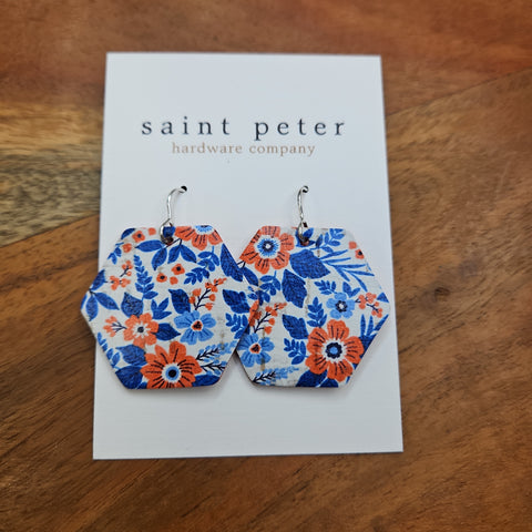 Red/White/Blue Floral Earrings