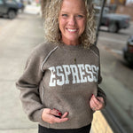 Mocha Soft Brush Textured Espresso Pullover Top - Sweater HEM & THREAD