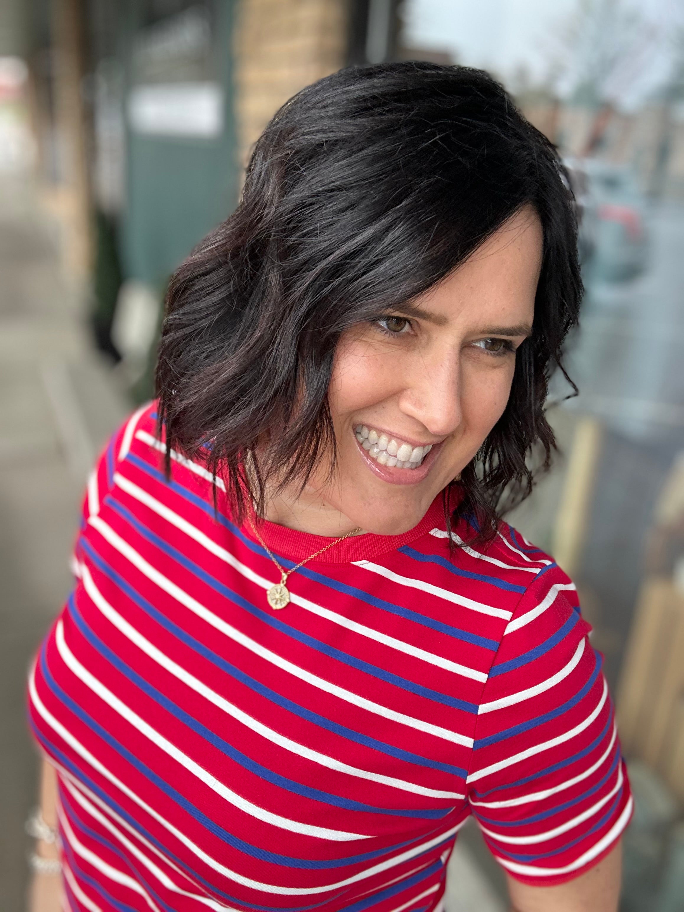 Red Stripe Crew Neck Top - Tee STACCATO
