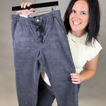 Charcoal Grey Cropped Jogger Bottom- Pants MICA DENIM