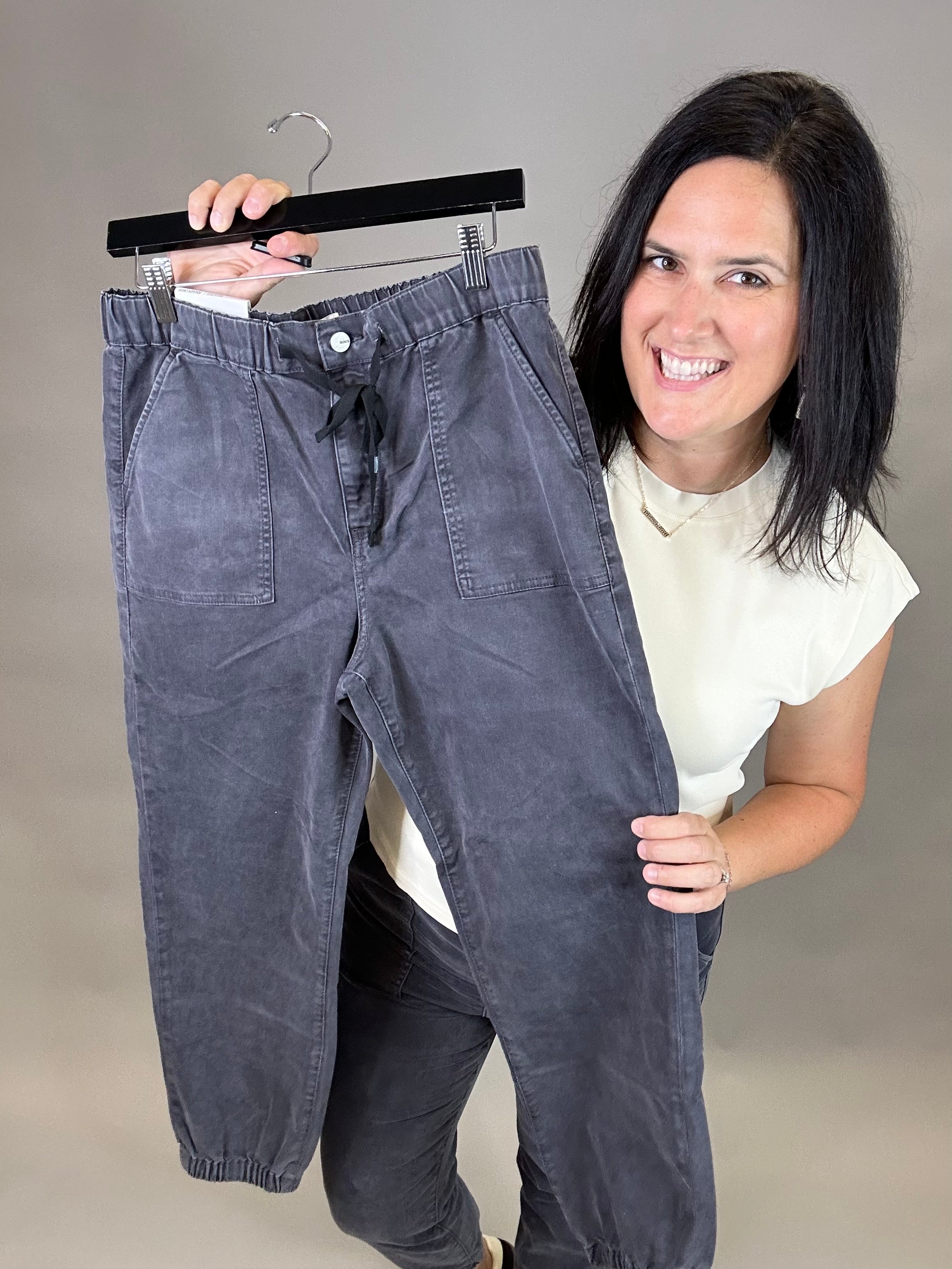 Charcoal Grey Cropped Jogger Bottom- Pants MICA DENIM