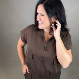 Espresso Modal Short Sleeve Jacket Outerwear- Jackets DOE & RAE