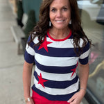 Star Striped SS Sweater Top - Sweater STACCATO