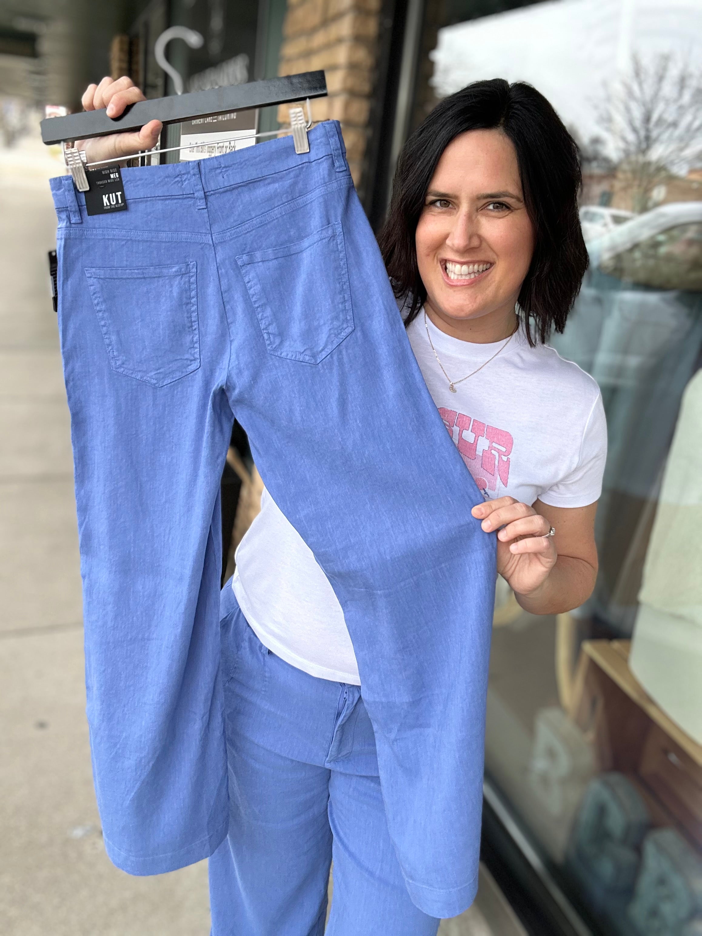 Cornflower Meg Linen Trouser Pants Bottoms - Pants KUT FROM THE KLOTH