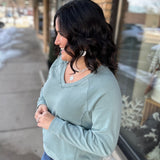 Light Teal Blue Ruby Sweatshirt Top- Sweatshirt THREAD & SUPPLY