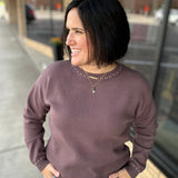 Mocha Stitch Detail Crew Neck Sweater