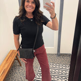 Black Boat Neck Short Sleeve Sweater