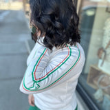 White Green Orange Crew Sweater