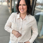 Ivory Taupe Clover Shirt Tops - Button Ups THREAD & SUPPLY