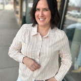 Ivory Taupe Clover Shirt Tops - Button Ups THREAD & SUPPLY