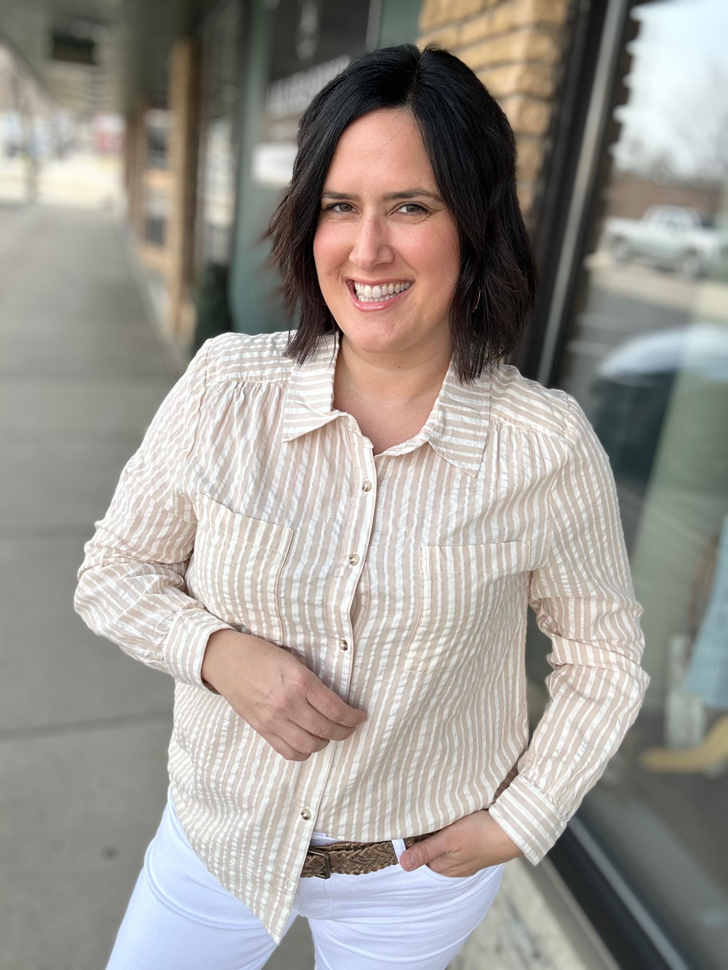 Ivory Taupe Clover Shirt Tops - Button Ups THREAD & SUPPLY