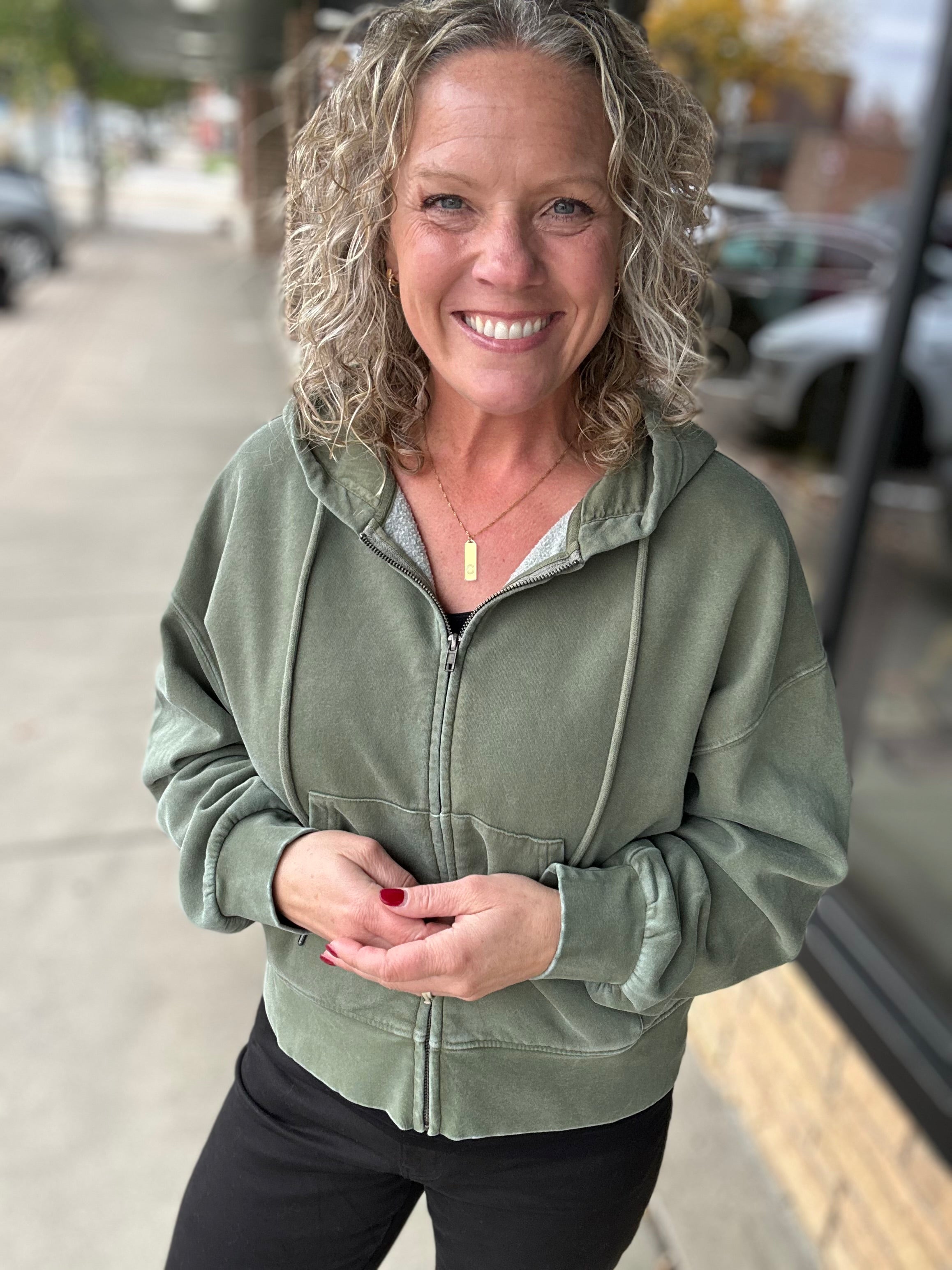 Clover Green Ashford Full Zip Hoodie Top - Sweatshirt THREAD & SUPPLY