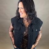 Black Quilted Snap Vest Outerwear - Vest DOE & RAE
