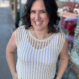 Sand Chunky Open Stitch Sweater Vest Top - Sweater DOE & RAE