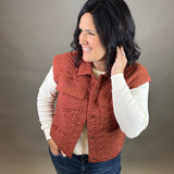 Rust Quilted Snap Vest Outerwear - Vest DOE & RAE