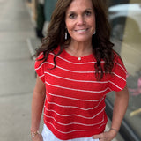Red Orange Striped Knit Top Top - Sweater COZY CO.
