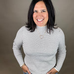 Ivory/Black Pinstripe Mock Neck Sweater Top - Sweater STACCATO