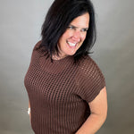 Brown Loose Knit Sweater Top Top - Sweater ZENANA