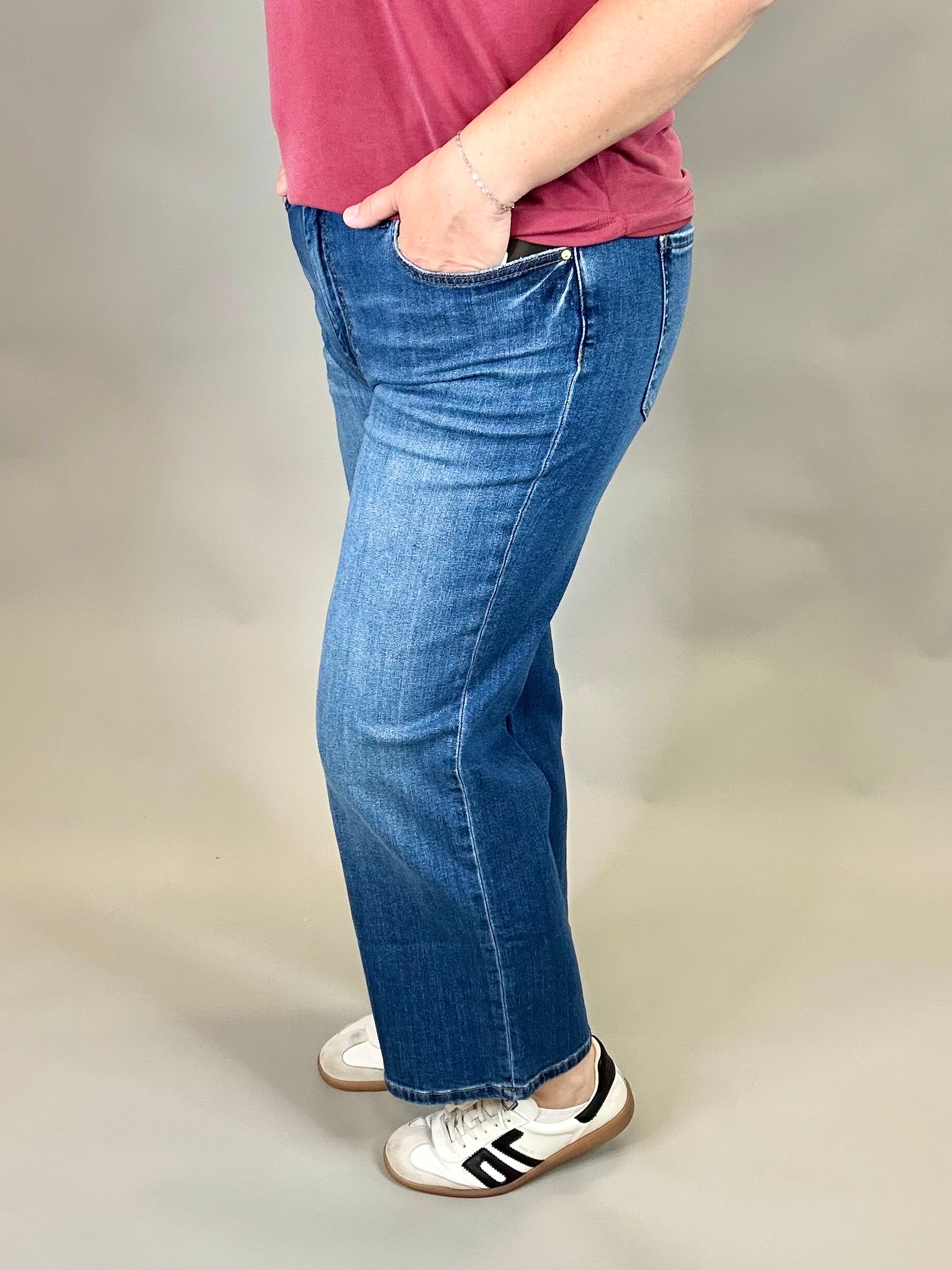 Charlotte Healthy Dark Base Wide Leg Jeans Bottom- Pants KUT FROM THE KLOTH