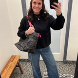 Black Scuba Mock Neck Pullover