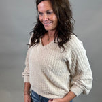 Beige Soft Knitted Pullover Top - Sweater DOE & RAE