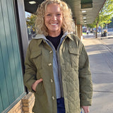 Olive Quilted Hooded Jacket