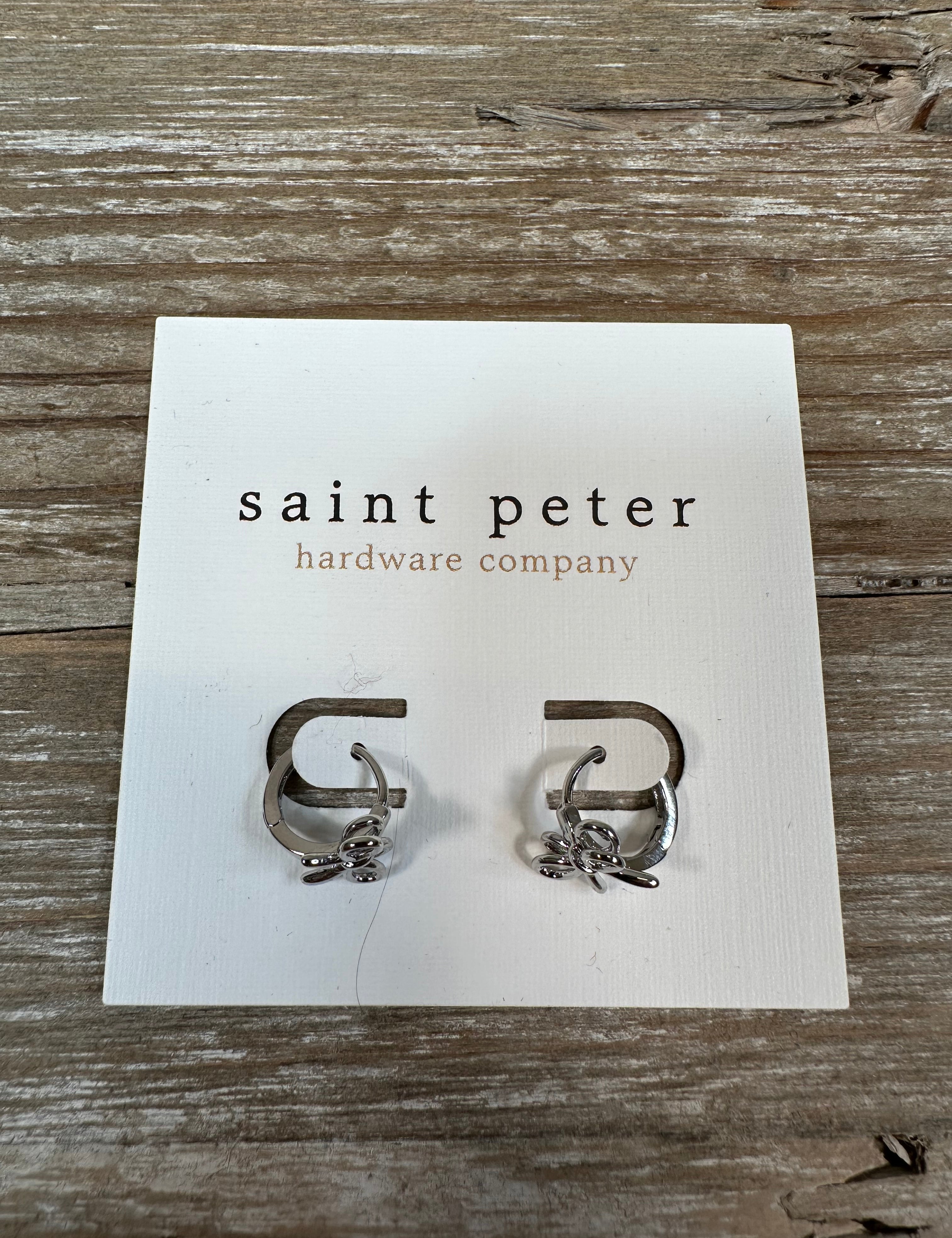 Silver Bow Huggie Earrings Jewelry - Earrings St. Peter Hardware