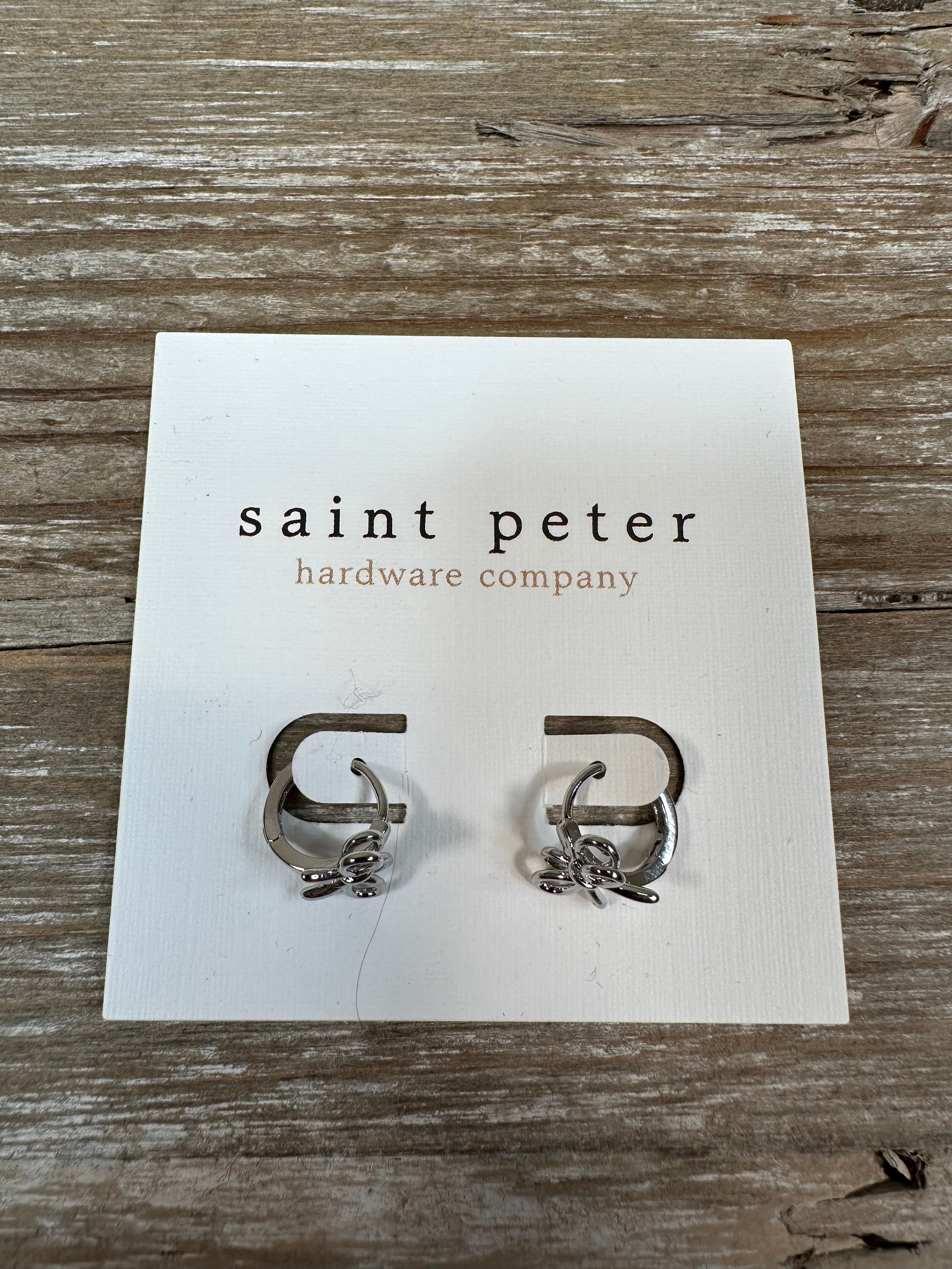 Silver Bow Huggie Earrings Jewelry - Earrings St. Peter Hardware