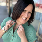 Green Henley Top Top - Tee STACCATO