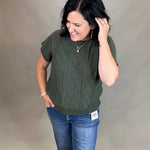Olive Cable Knit Sweater Top Top - Sweater WISHLIST