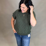Olive Cable Knit Sweater Top Top - Sweater WISHLIST