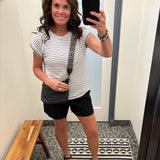Ivory/Black Stripe Varsity Hem Top Tops- Tees STACCATO