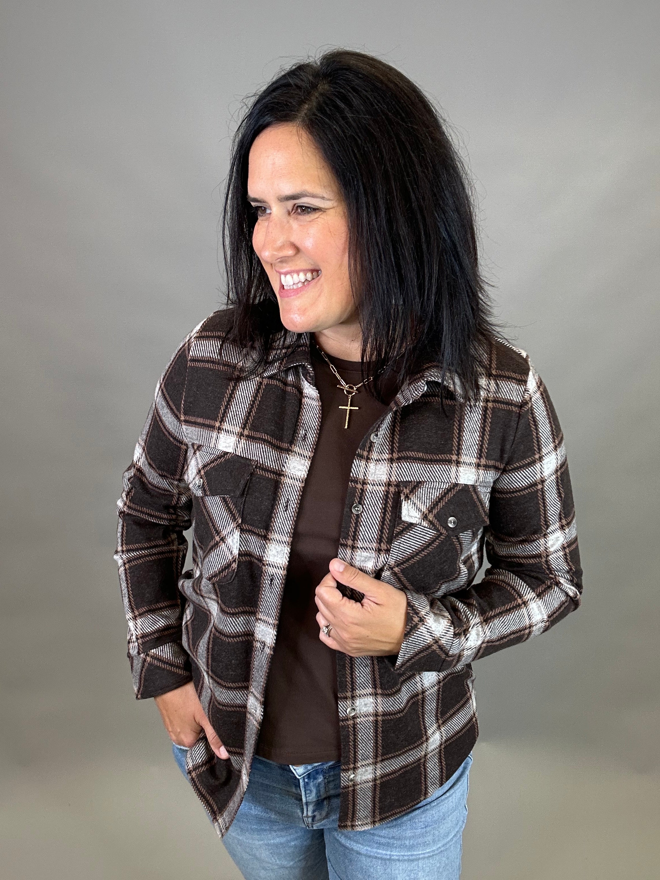 Coffee Ivory Plaid Cassian Shirt Tops - Button Ups THREAD & SUPPLY