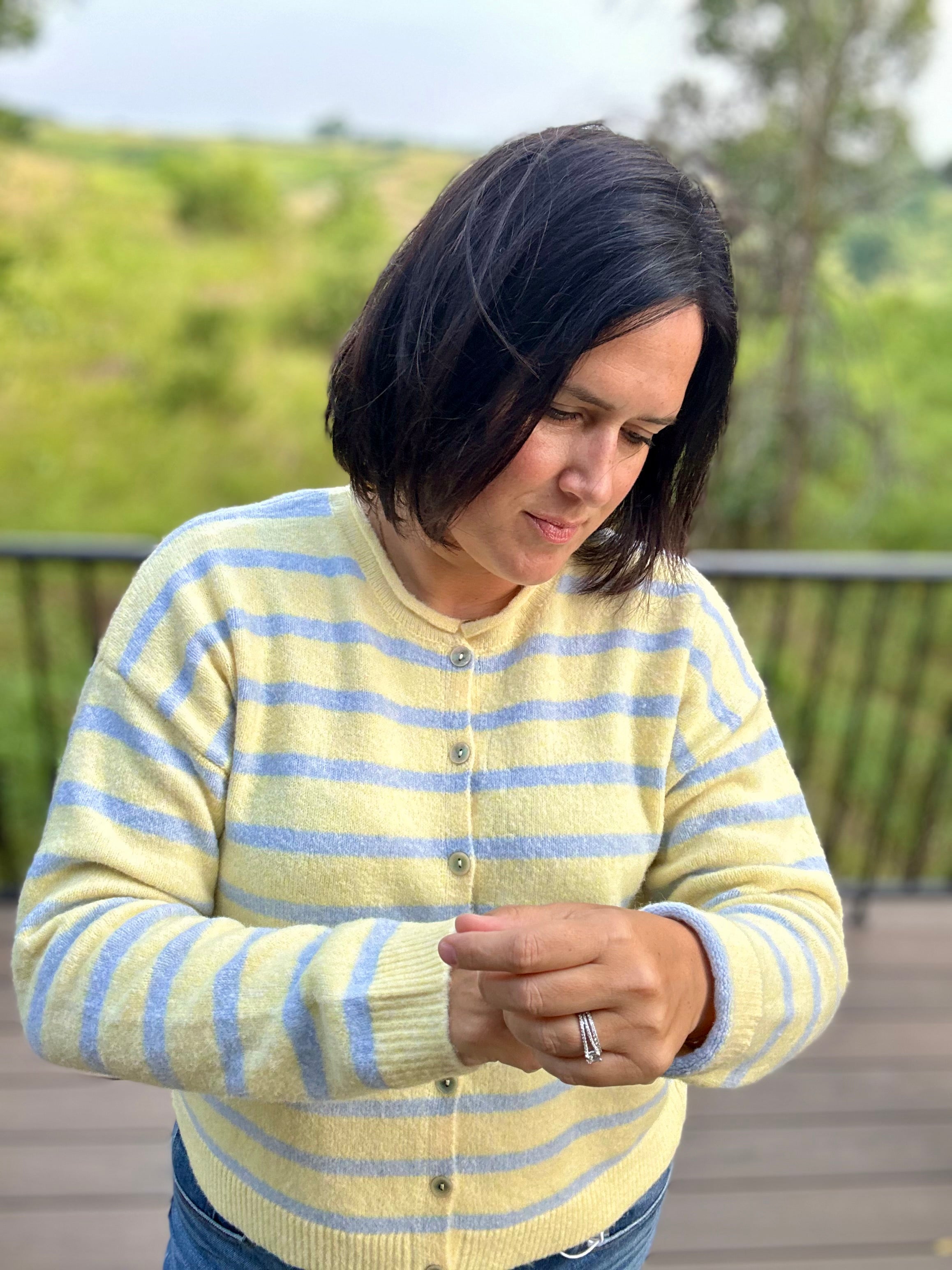Daisy Sky Striped Cardigan Sweater Tops- Cardigans WISHLIST