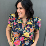 Ruffle Sleeve Floral Top Tops- Blouses THML