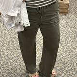 Olive Elastic Waist Wide Leg Pant Bottoms - Pants GILLI