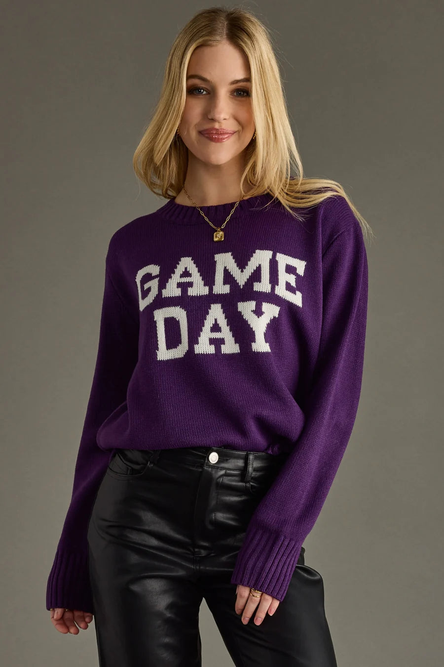 Purple Game Day Sweater Top - Sweater PANACHE