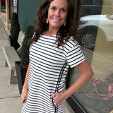 Navy/Off White Striped Dress Dresses WISHLIST