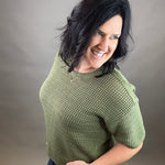 Dry Herb Boxy Short Sleeve Sweater Top - Sweater EE:SOME