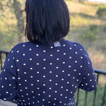 Navy Polka Dot Button Front Cardigan Tops- Cardigans Pologram